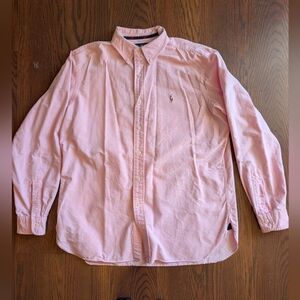 Ralph Lauren mens Classic Fit Soft Pink Button-Up Shirt L Preppy Spring Academia